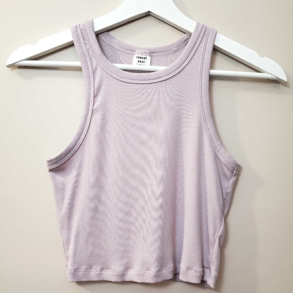 Aritzia Sunday Best - Holly Crop Top Cardigan and Tank Set - Frosted Lavender - Picture 5 of 8